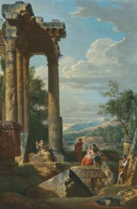 An architectural capriccio with an apostle preaching