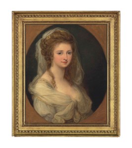 Portrait of Countess Lucia Memmo Mocenigo (1770-1854), half-length, in a white dress and shawl, in a feigned oval