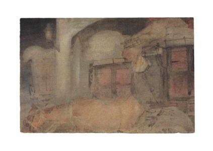 Untitled (Calcutta Night Scene with Horse Drawn Carriage)