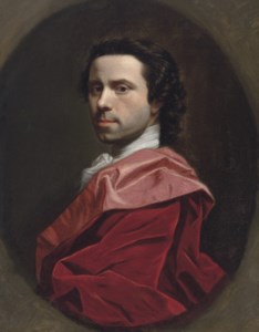 Self-Portrait, bust-length, in a red mantle, in a feigned oval