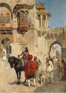 Edwin Lord Weeks, Departure for the Hunt in the Forecourt of a Palace of Jodhpore