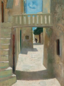 Ruelle a la Passerelle, Mykonos; and a companion painting