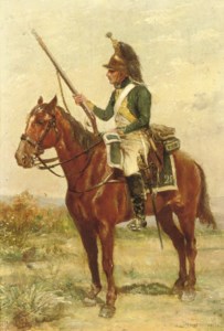 Dragon en vedette: an officer on horse back