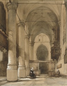 A sunlit church interior