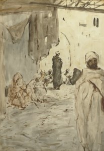 Straat in Fez: a crowded street in Marocco