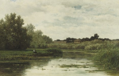 Paysage et mare, environs d'Abcoude: fishing near Abcoude