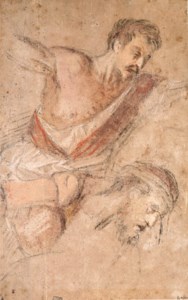 Studies for a Flagellation: a man scourging and the head of Christ