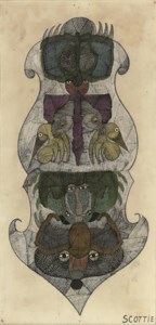 Face and birds; two further untitled works