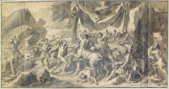 The battle of the Lapiths and Centaurs; and a companion drawing of Europa and the Bull