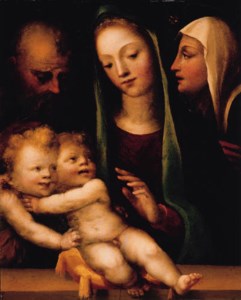 Domenico Beccafumi, The Holy Family with the Infant Saint John the Baptist and Saint Catherine of Siena