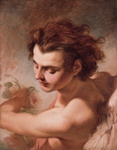 Zephyr (?): a winged youth bestowing flowers, head and shoulders