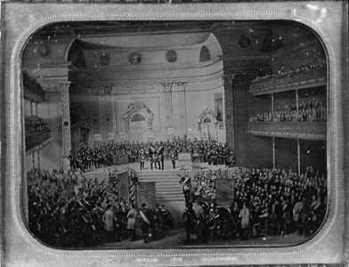 Daguerreian rendering of a print or drawing depicting a Masonic group meeting