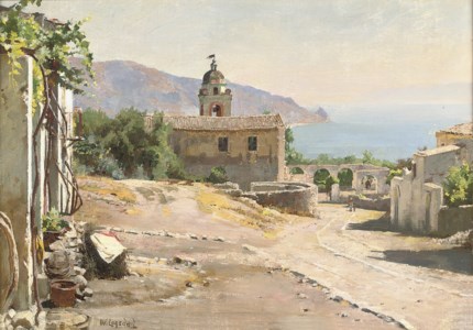An Italian village overlooking the sea