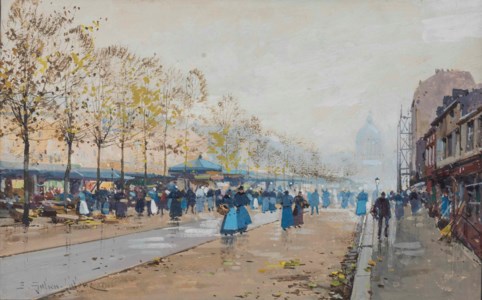 Quai Voltaire looking towards the College des Quatre Nations, Paris