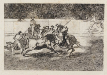 El Esforzado Rendon Picando un Toro, de Cuya Suerte Murió en la Plaza de Madrid, Plate 28 from La Tauromaquia (Harris 231)