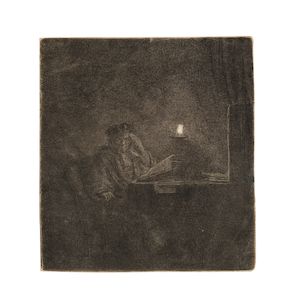 Rembrandt Harmensz van Rijn (Dutch, 1606-1669) Student at a Table by Candlelight Etching, circa 1642, on laid paper, a good impression of New Hollstein's first state (of two), with only slight signs of wear, trimmed to the platemark, unframed Plate 147 x 133mm (5 3/4 x 5 1/4in)