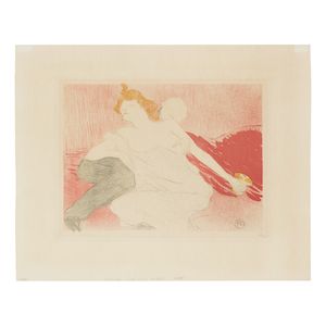 Henri de Toulouse-Lautrec (French, 1864-1901) Débauche Lithograph in colours, 1896, on wove paper, Wittrock's second (final) state, from the first edition before lettering, numbered 49/50 in pencil, published by Arnould, Paris, with their paraph in pencil, with wide margins, framedImage 240 × 321mm (9 7/16 × 12 5/8in)Sheet 376 × 476mm (14 3/4 × 18 3/4in)