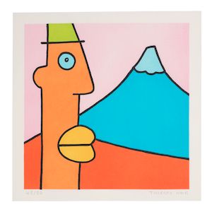 Thierry Noir (French, born 1958) One Plate, from Mount Fuji Ukiyo-e print in colours, 2025, on kizuki hosho laid paper hand made by Ichibei Iwano, signed and numbered 45/50 in pencil, printed at the Adachi Institute of Woodcut Prints, Tokyo, published by the artist on the occasion of the exhibition 'Thierry Noir: Rush Hour', Phillips, Tokyo & Hong Kong, 9-13 July 2025, the full sheet, unframedImage 240 x 240mm (9 1/2 x 9 1/2in)Sheet 274 x 274mm (10 3/4 x 10 3/4in)