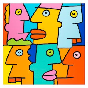 Thierry Noir (French, born 1958) We are all part of a big vision and we know it Screenprint in colours, 2025, on Somerset wove paper, signed and numbered 50/50 in pencil, published by the artist on the occasion of the exhibition 'Thierry Noir: Rush Hour', Phillips, Tokyo & Hong Kong, 9-13 July 2025, the full sheet, framedSheet 1000 × 1000mm (39 1/2 × 39 1/2in)