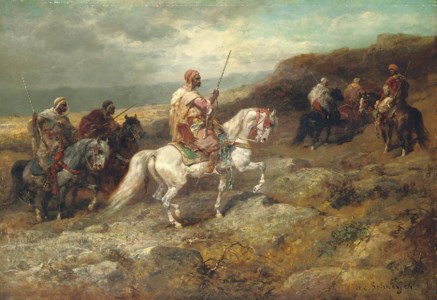 Arab warriors on a rocky hillside