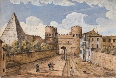 HENDRINCK FRANS VAN LINT (1684-1763), VEDUTA DELLA PIRAMIDE DI CAIO CESTIO CON LA PORTA OSTIENSE