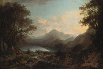 View of Loch Lomond, with figures in the foreground