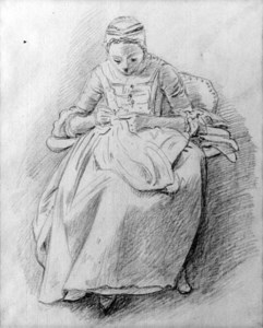 Study of a woman sewing, probably the artist's daughter