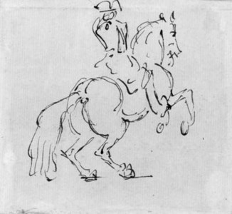 A cavalier on a rearing charger