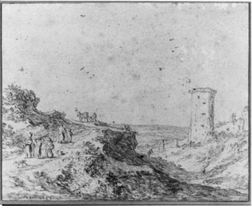 Travellers on a Road outside the Gate of Namur at the Walls of Brussels