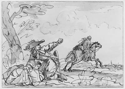 A Spanish Horseman being robbed of his Horse by a Woman