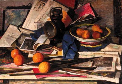 Still Life with Oranges and a gas Lamp