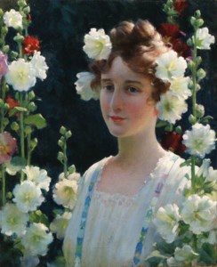 Among the Hollyhocks