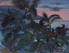 Untitled (Rooster and Birds in Tree at Sunrise)