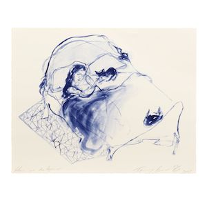 Dame Tracey Emin (British, born 1963) Here We Are Again Lithograph, 2025, on Somerset Velvet Warm White paper, signed, titled, dated, and numbered 51/100 in pencil, published by Turner Editions, Margate, the full sheet, framedSheet 400 x 505mm (15 3/4 x 19 7/8in)