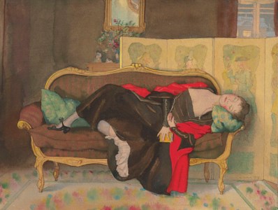 Lady lying on a divan