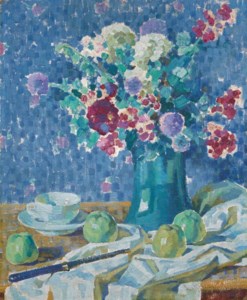 Still-life with flowers and apples