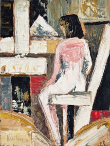 Studio interior with seated figure