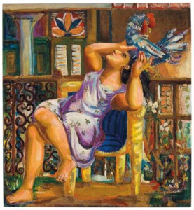 Mujer con gallo