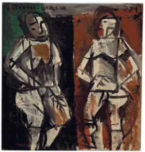 Deux figures avec fond noir et rouge