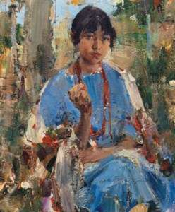 Nicolai Fechin, Indian Girl in Blue Dress