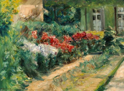 Max Liebermann, Blumenstauden am Gärtnerhäuschen nach Nordosten