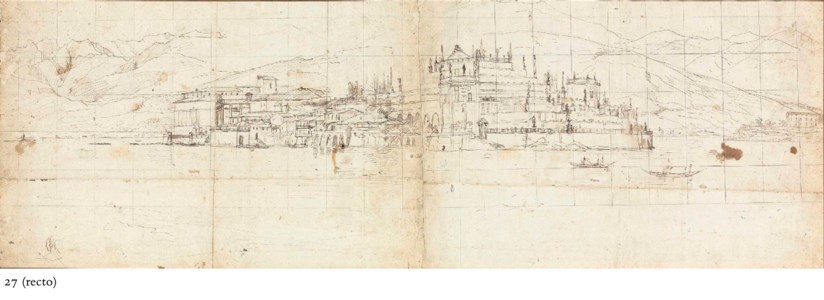 View of Isola Bella on Lake Maggiore ( recto ); Details of the same view, with terraced gardens and a mountain range ( verso )