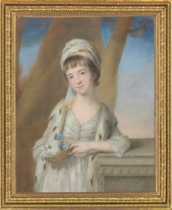 Portrait of Mary Sturt (1759-?), three-quarter-length, standing, holding a basket of flowers