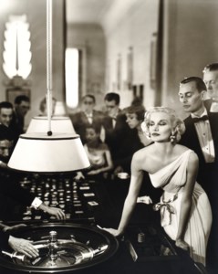 Sunny Harnett, Evening dress by Grès, Casino, Le Touquet, August 1954