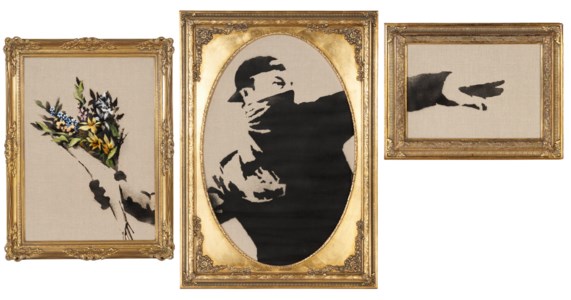 Banksy & Eine, Flower Thrower Triptych