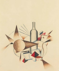 Nature morte géométrique à la bouteille