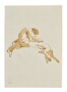 A satyr seated on a cloud seen from below