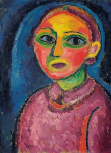 Alexej von Jawlensky, Brustbild einer Frau in rötlichem Gewand