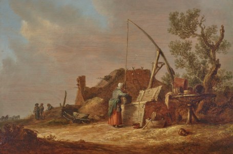 A landscape with a woman at a well