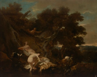 Nymphs surprised by satyrs
